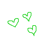 Three small green hearts